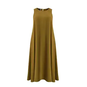 Sleeveless Long Crepe Dress for Women Mat Fashion image-0