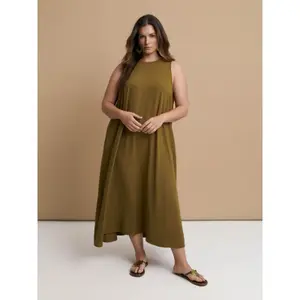 Sleeveless Long Crepe Dress for Women Mat Fashion image-1