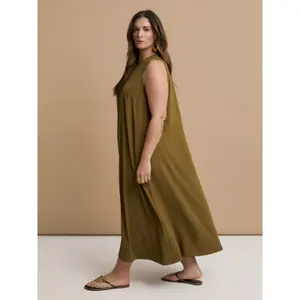 Sleeveless Long Crepe Dress for Women Mat Fashion image-3