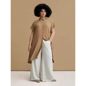 Womens Midi Shirt Dress in Crepe Mat Fashion image-1