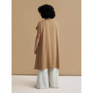 Womens Midi Shirt Dress in Crepe Mat Fashion image-2