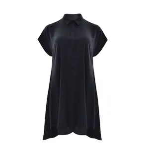 Womens Midi Shirt Dress in Crepe Mat Fashion image-0