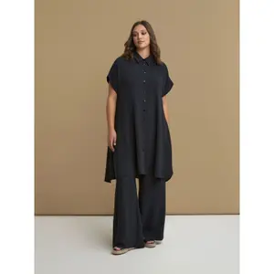 Womens Midi Shirt Dress in Crepe Mat Fashion image-1