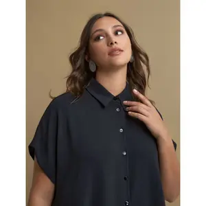 Womens Midi Shirt Dress in Crepe Mat Fashion image-4