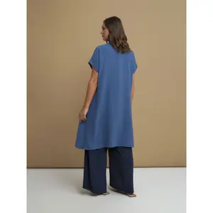 Womens Midi Shirt Dress in Crepe Mat Fashion image-2
