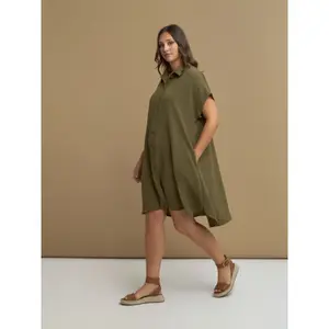Womens Midi Shirt Dress in Crepe Mat Fashion image-3