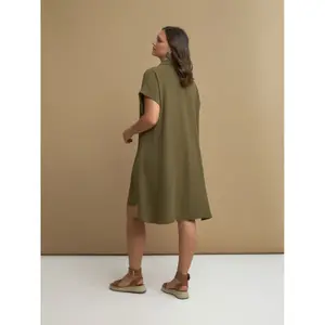 Womens Midi Shirt Dress in Crepe Mat Fashion image-2