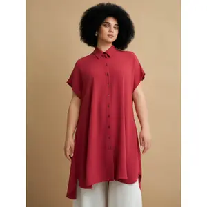 Womens Midi Shirt Dress in Crepe Mat Fashion image-1