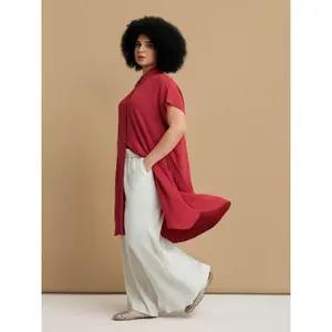 Womens Midi Shirt Dress in Crepe Mat Fashion image-3