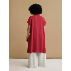 Womens Midi Shirt Dress in Crepe Mat Fashion image-2