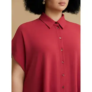 Womens Midi Shirt Dress in Crepe Mat Fashion image-4
