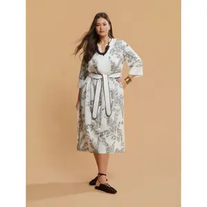Belted Viscose Dress for Women Mat Fashion image-2