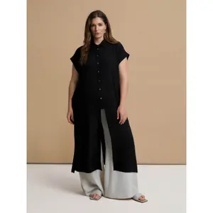 Long Crepe Shirt Dress for Women Mat Fashion image-1