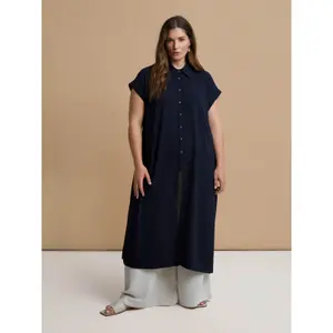Long Crepe Shirt Dress for Women Mat Fashion image-1