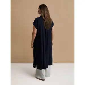 Long Crepe Shirt Dress for Women Mat Fashion image-2