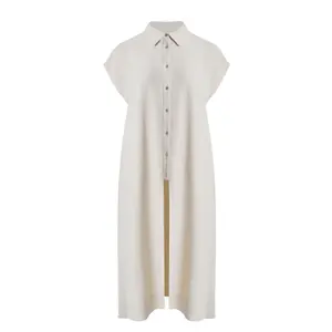 Long Crepe Shirt Dress for Women Mat Fashion image-0