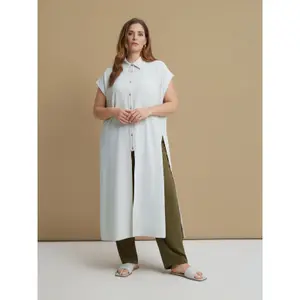 Long Crepe Shirt Dress for Women Mat Fashion image-1