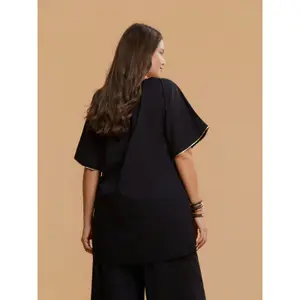 Blouse à épaules dénudées avec motif brodé en coton femme Mat Fashion image-2