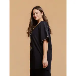 Blouse à épaules dénudées avec motif brodé en coton femme Mat Fashion image-3