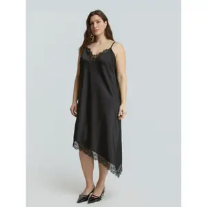 Asymmetrical Satin Strap Dress for Women Mat Fashion image-1
