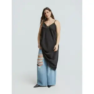 Asymmetrical Satin Strap Dress for Women Mat Fashion image-2