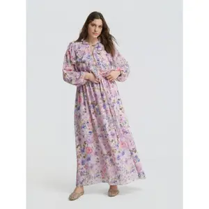 Floral Ruffle Long Sleeve Dress Women Mat Fashion image-1