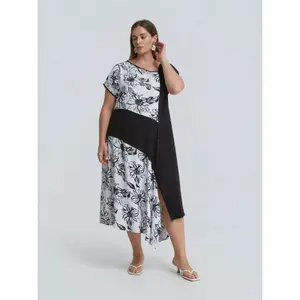 Asymmetrical Floral Dress for Women Mat Fashion image-1