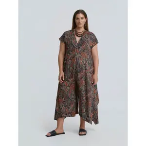 Women's Wide Leg Printed Paisley Jumpsuit Mat Fashion image-1