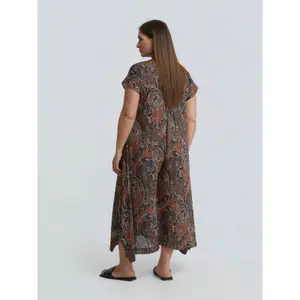 Women's Wide Leg Printed Paisley Jumpsuit Mat Fashion image-2