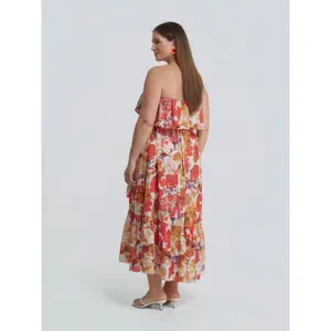 Floral Bustier Dress with Belt Women Mat Fashion image-2