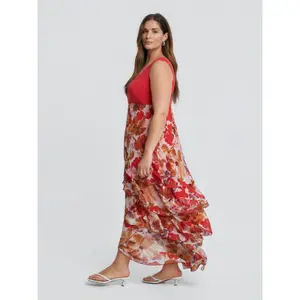 Floral Ruffle Sleeveless Dress Women Mat Fashion Geometric kaftan image-3