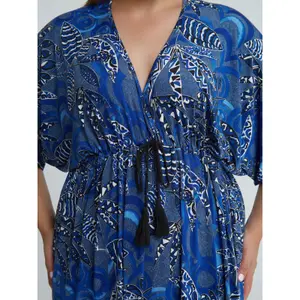 Women's Jersey Dress with Pom-Pom Belt Mat Fashion image-4