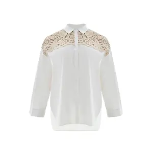 Women's Long Sleeve Top with Lace Details Mat Fashion image-0
