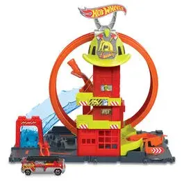 Construction games Mattel Hot Wheels City Super Fire Station image-1