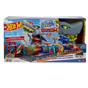 Autodráhy Mattel Hot Wheels City Ultra Shark Car Wash