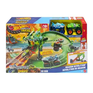 Spielzeugkiste Kind Mattel Hot Wheels Monster Trucks Dragon Demolition image-4