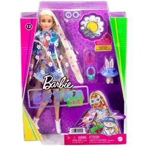Barbie doll extra flowery dress Mattel France image-0