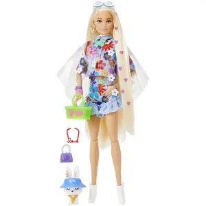 Barbie doll extra flowery dress Mattel France image-1