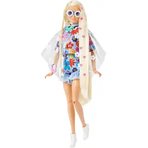 Barbie doll extra flowery dress Mattel France image-2