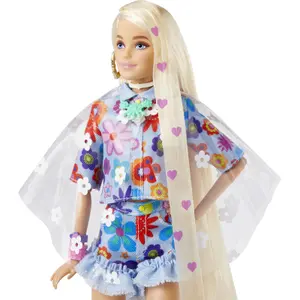Barbie doll extra flowery dress Mattel France image-4