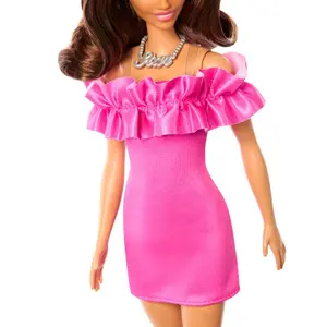 Fashionista doll with a ruffled pink dress Mattel image-4