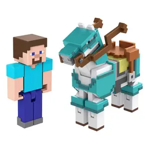 Pack of 2 with armor steve and horse figurines Mattel MinecraftSteve Et Cheval image-0