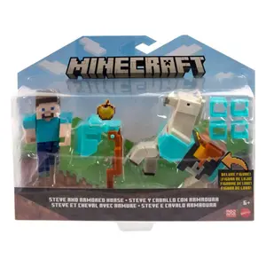 Pack of 2 with armor steve and horse figurines Mattel MinecraftSteve Et Cheval image-4