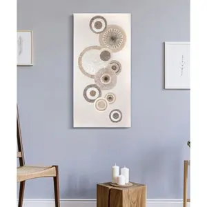 Wall decoration circular painted canvas with inserts Mauro Ferretti A image-1