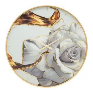 Αναλογικό ρολόι τοίχου Mauro Ferretti Glass Rose image-0