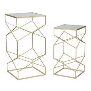 Gold metal side table Mauro Ferretti Glassy (x2)