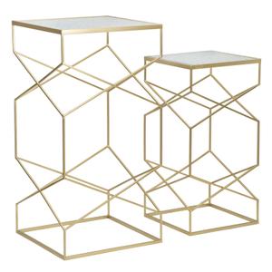 Gold metal side table Mauro Ferretti Glassy (x2) image-3