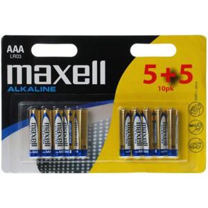 Piles alcalines type AAA LR3 1,5V Maxell (x10)