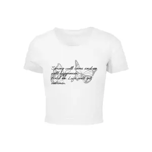 T-shirt de mulher Merchcode Spring Saying Cropped
