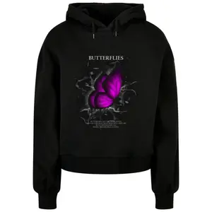Sweatshirt com capuz de grandes dimensões para mulher Merchcode Butterflies Organic